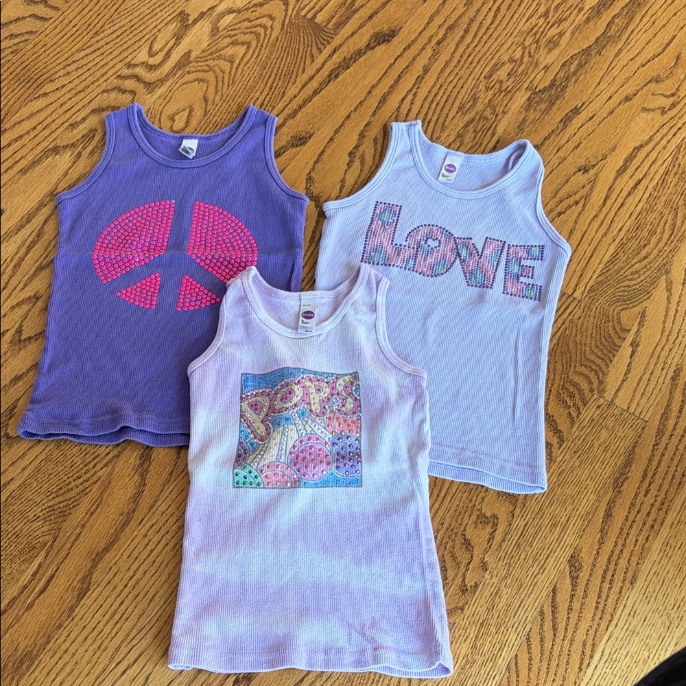 Bundle of Kids Tank Tops - Purple, Lavender, Lilac - Set of 3 🍭 ☮️ 💜